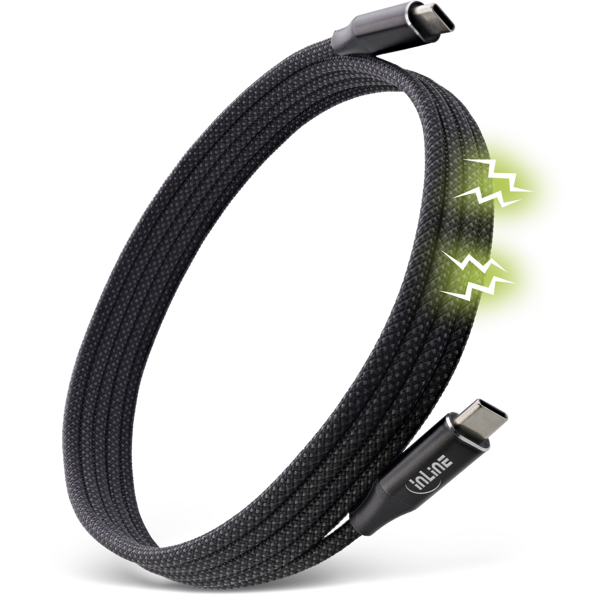 Inline® Magnetic USB-C Kabel, USB-C Stecker/Stecker, 100W, schwarz, 2m