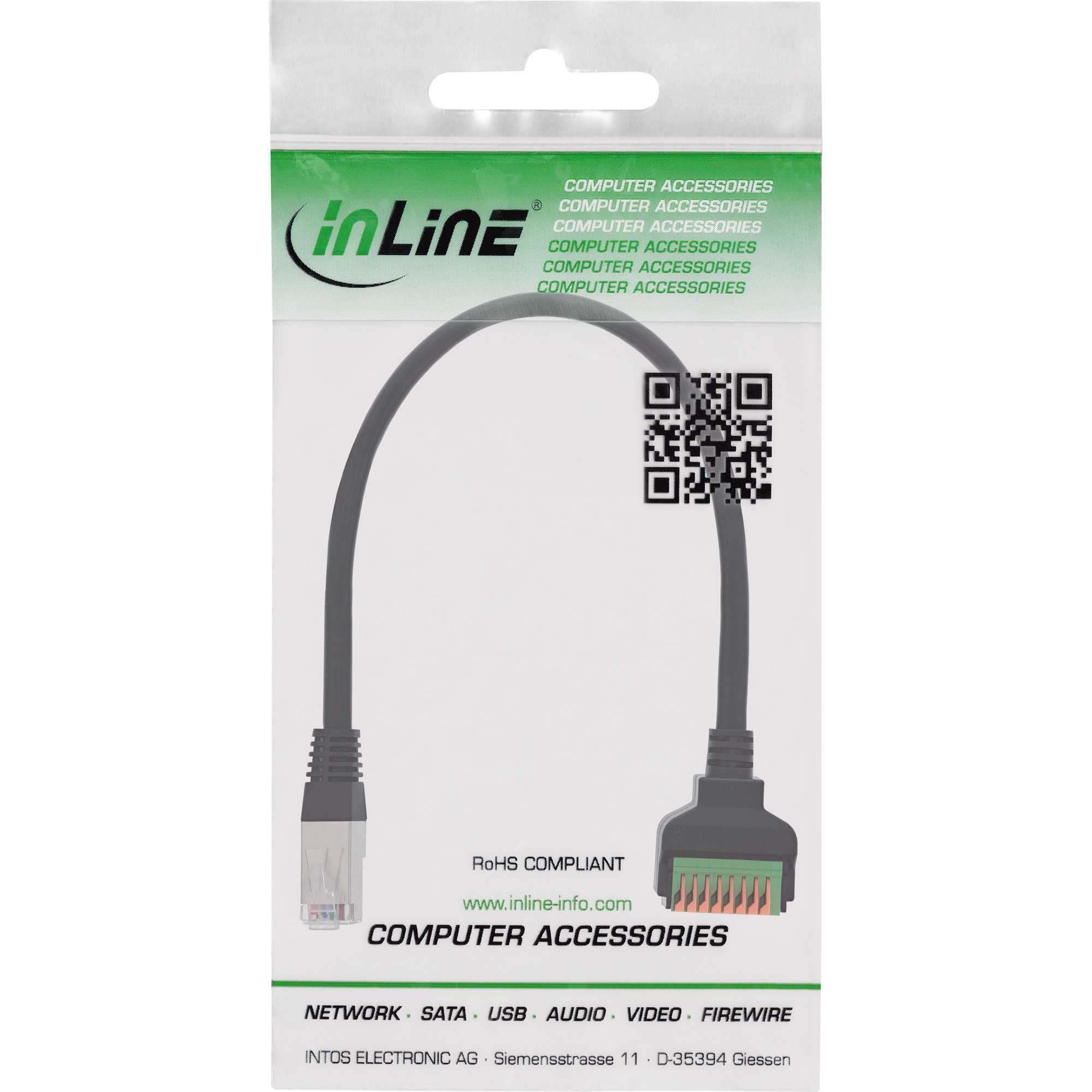 InLine® RJ45 Stecker an Push-In-Klemme, 8-polig, Cat.5e, 15cm Kabel InLine® RJ45 Stecker an Push-In-Klemme, 8-polig, Cat.5e, 15cm Kabel