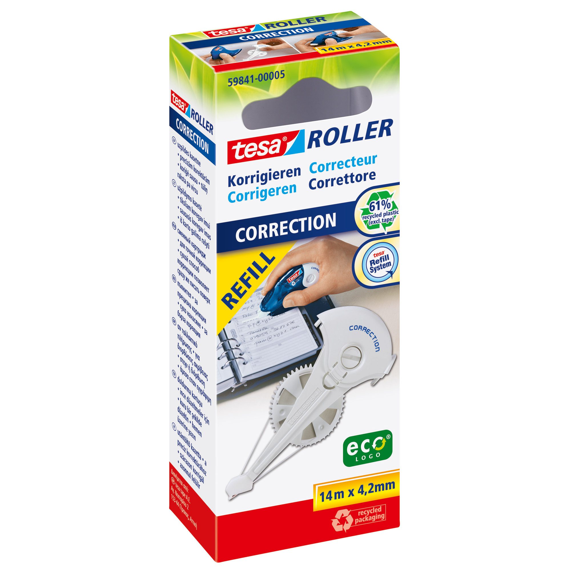tesa® Roller Korrigieren ecoLogo® Nachfüllkassette, HFB, 14m x 4,2mm