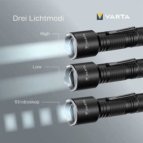 Varta Aluminium Light F30 Pro Taschenlampe 17608 - inkl. Batterien