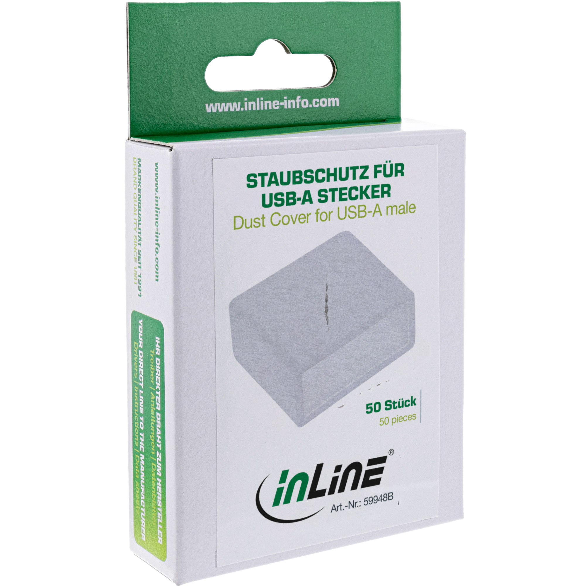 Inline® Staubschutz, für USB-A Stecker, weiß 50er Pack