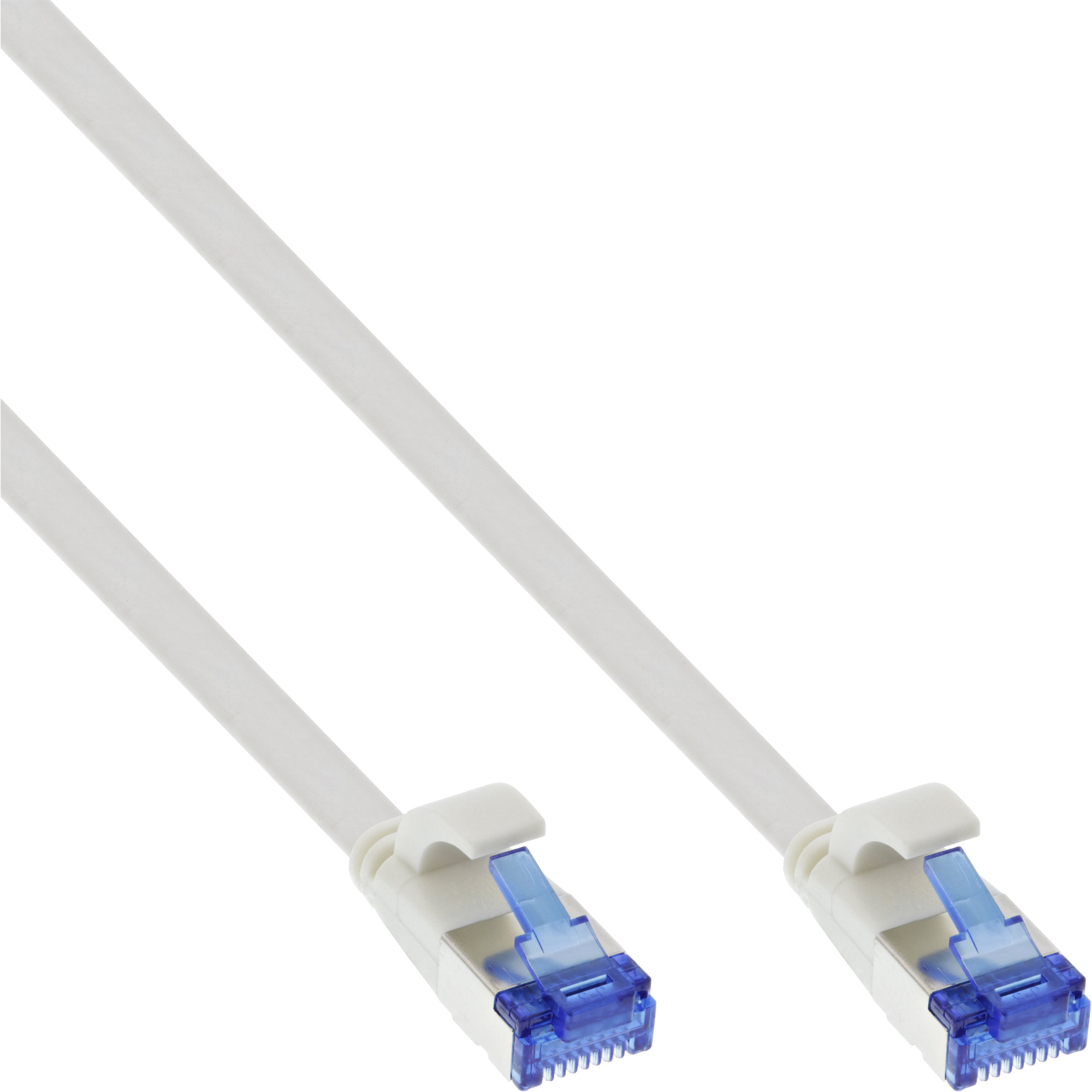 Inline® Patchkabel flach, U/FTP, Cat.6A, TPE halogenfrei, weiß, 2m