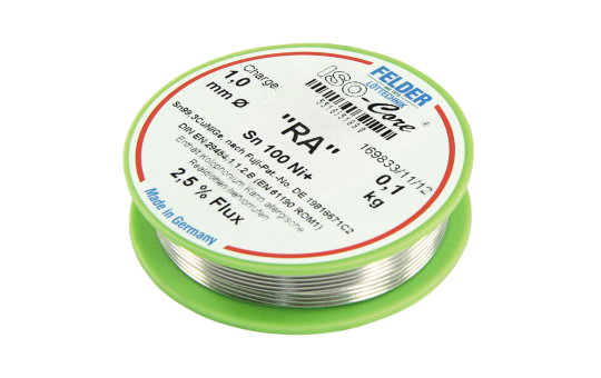 Lötzinn auf Rolle FELDER ISO-Core ''RA'', 1,0mm, 100g, bleifrei (Sn100%Ni+)