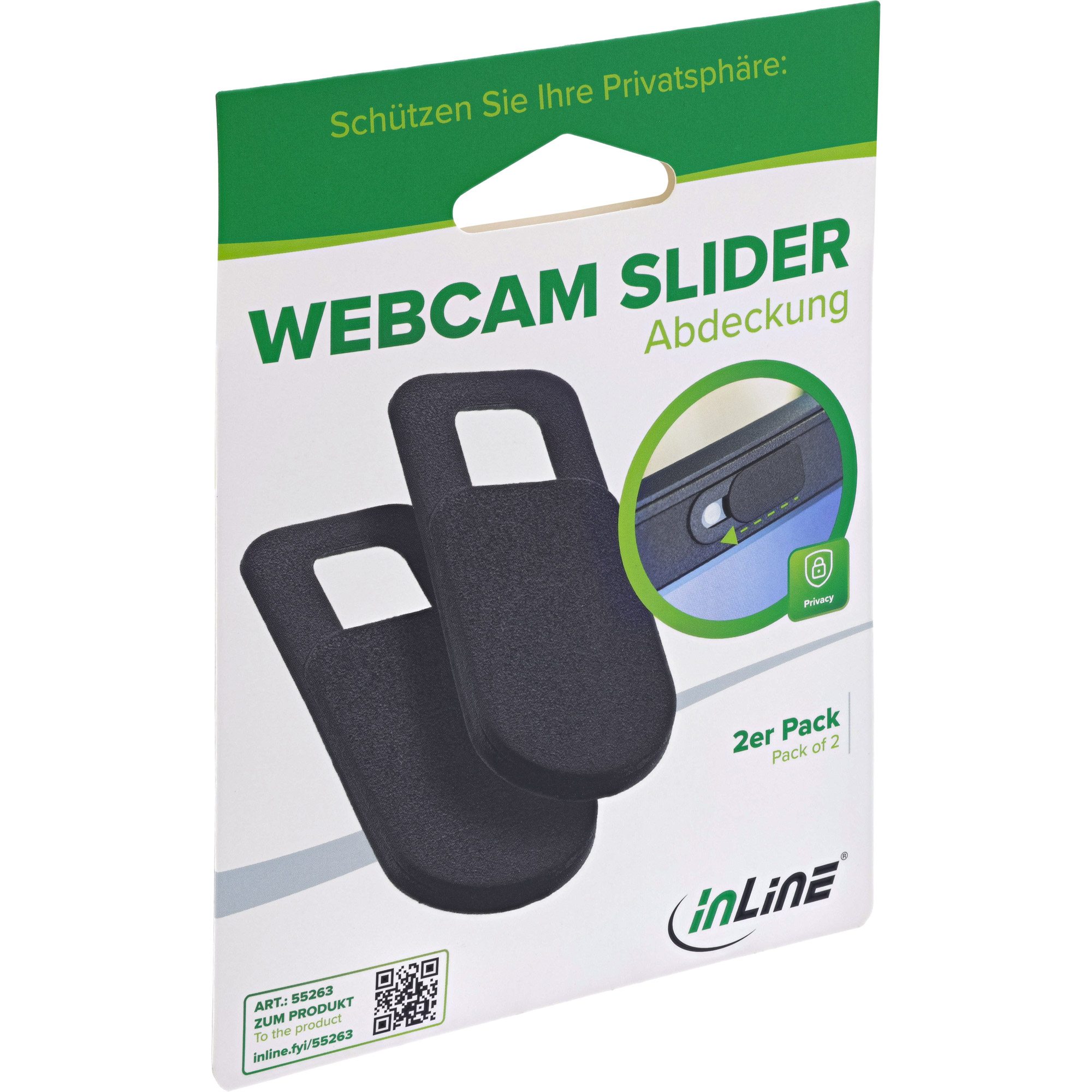 Inline® Webcam Slider Abdeckung, schwarz, 2er Pack