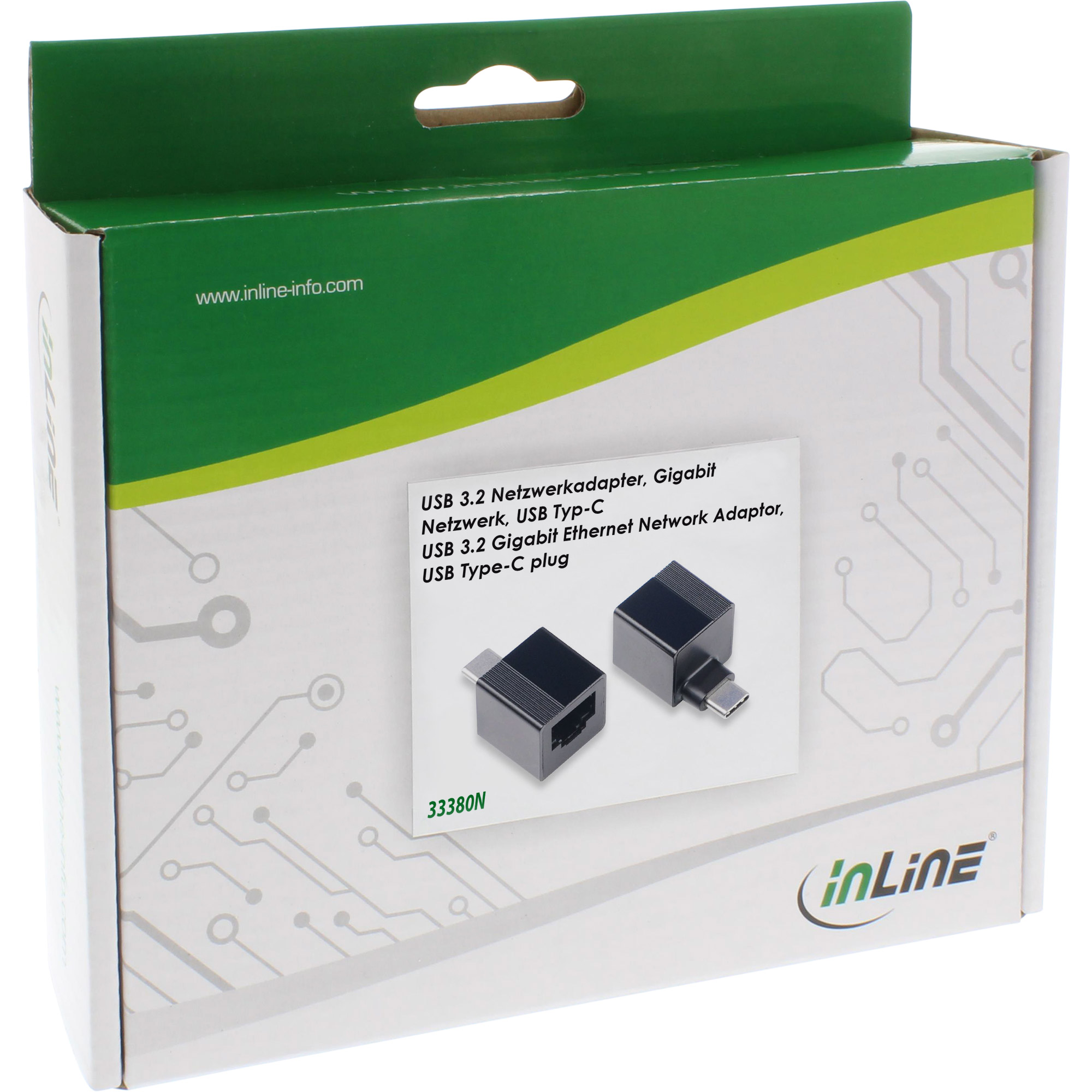 Inline® USB 3.2 zu 1Gb/s Netzwerkadapter, USB-C zu RJ45