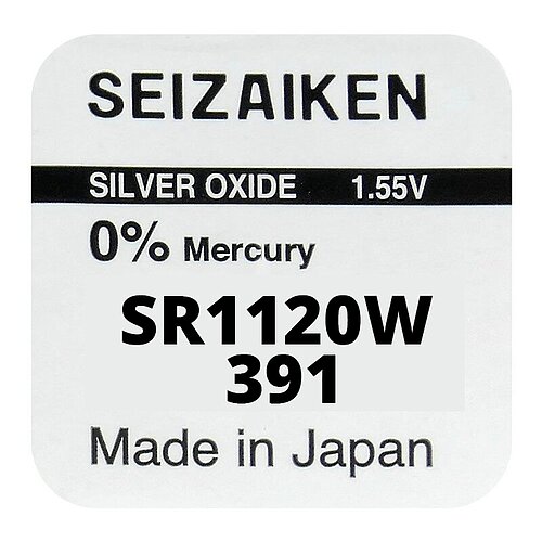 1x SR1120W SR55 391 Silberoxid Batterie Seizaiken 1,55 V