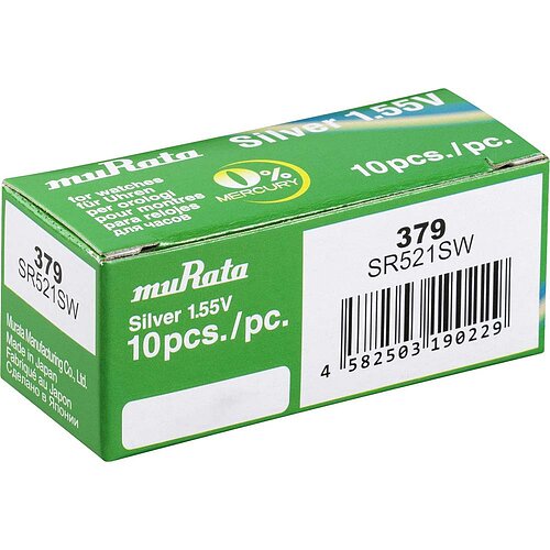 10x SR521SW SR63 379 Silberoxid Batterie Murata ex Sony 1,55 V