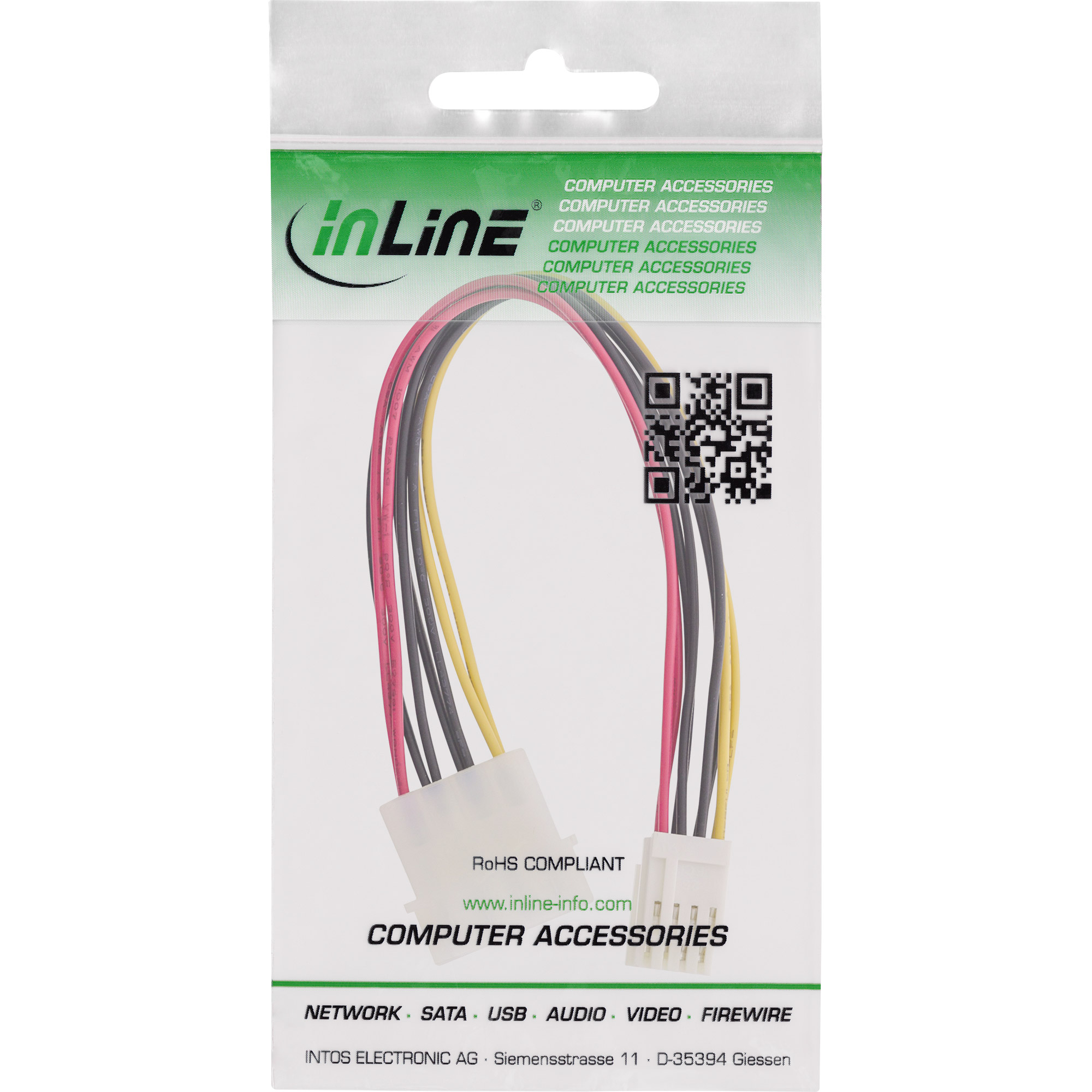 Inline® Strom Y-Kabel intern, 1x 5,25" an 2x 3,5", 0,20m Inline® Strom Y-Kabel intern, 1x 5,25" an 2x 3,5", 0,20m