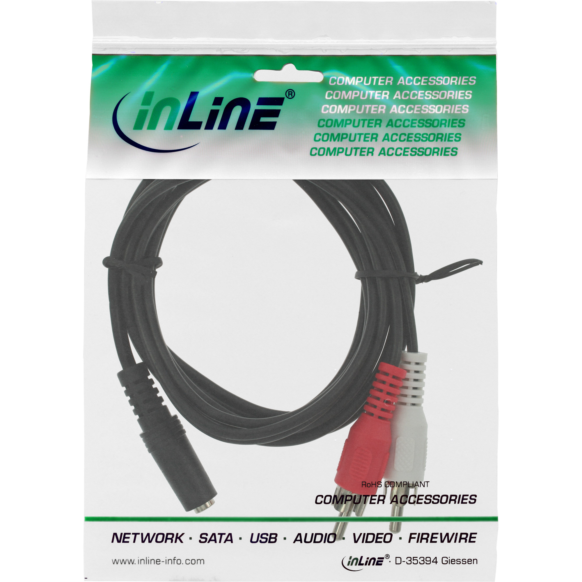 1.5m - Inline® Cinch/Klinke Kabel, 2x Cinch Stecker an 3,5mm Klinke Buchse 1.5m - Inline® Cinch/Klinke Kabel, 2x Cinch Stecker an 3,5mm Klinke Buchse