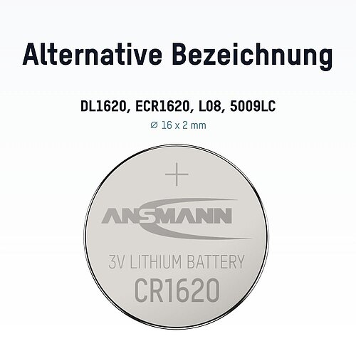 Ansmann CR1620 Lithium Knopfzelle 3V Batterie - 1er Verpackung