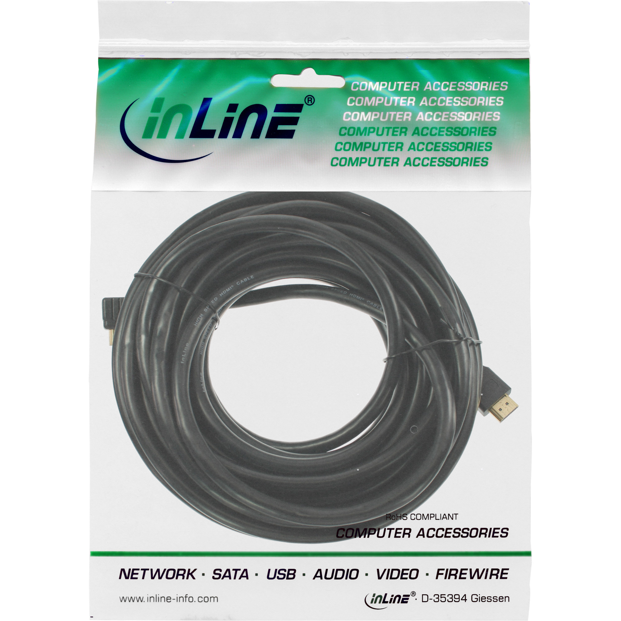 Inline® High Speed HDMI Mini Kabel, Stecker A auf C, verg. Kont., schwarz, 5m