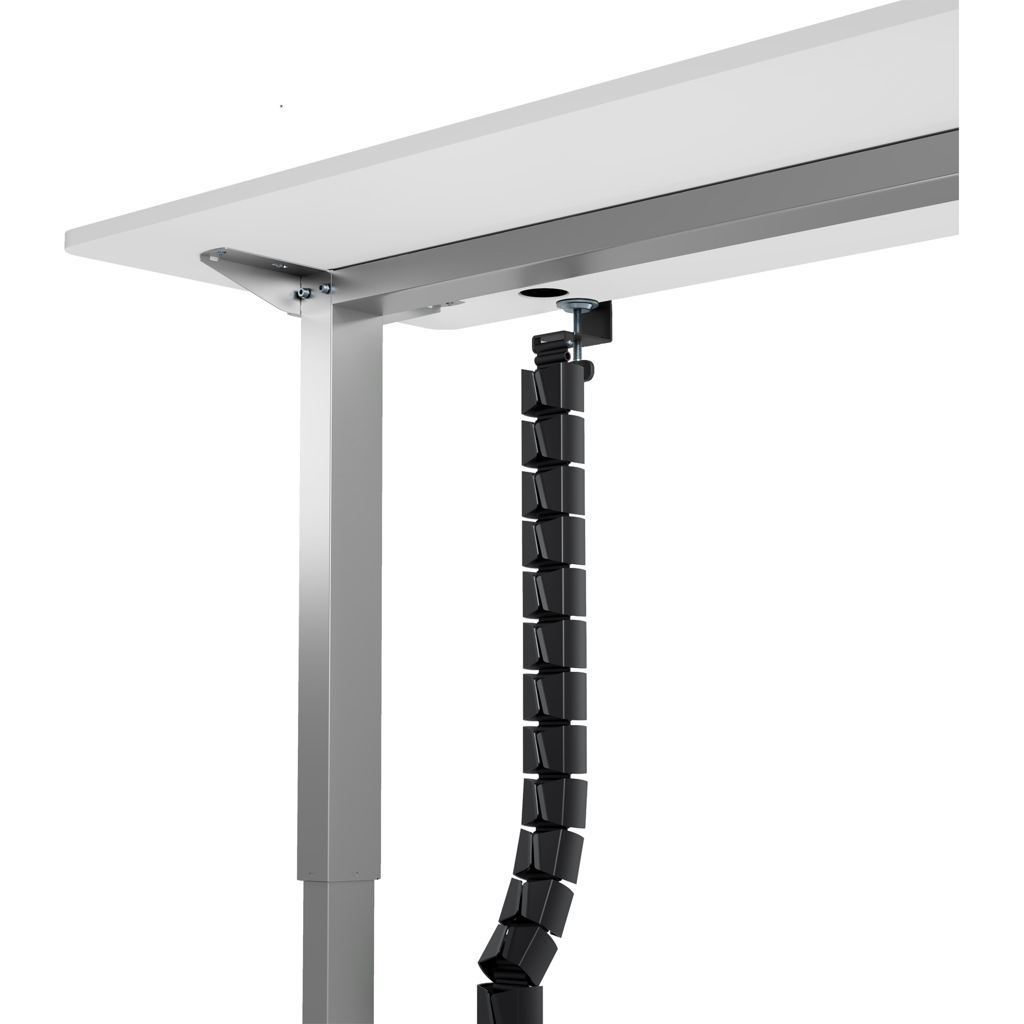 InLine® Kabelkanal flexibel für höhenverstellbare Tische mit Tischklemme Schwarz
