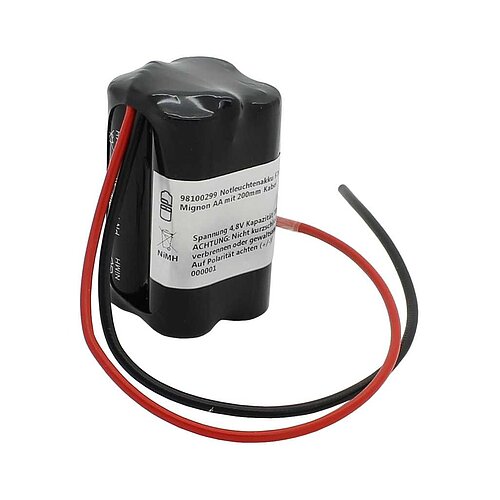 Notleuchtenakku NiMH 4,8V 2000mAh F2x2 Mignon AA mit 200mm Kabel ersetzt RPower NIMHHT4820Q
