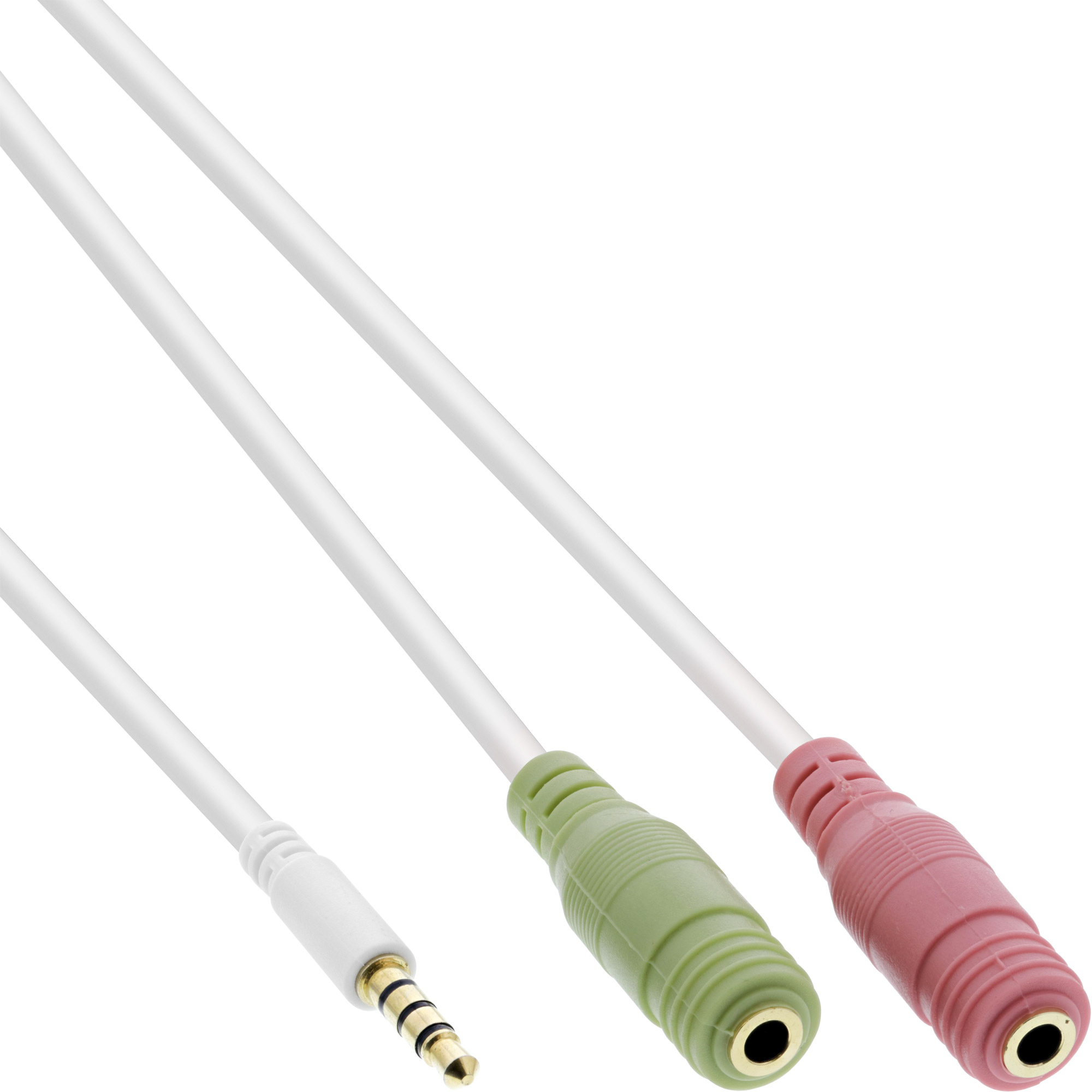 1m - Inline® Headset Adapterkabel, 3,5mm Stecker an 2x3,5mm Buchse, weiß