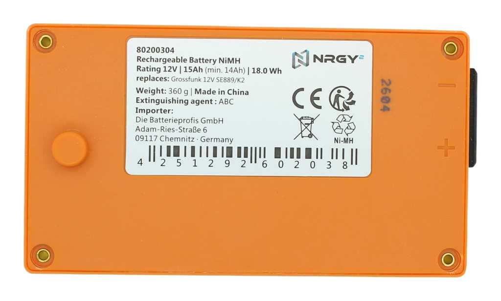 Kranakku NiMH 12V 1500mAh passend für Gross Funk 12V Kranakku NiMH 12V 1500mAh passend für Gross Funk 12V