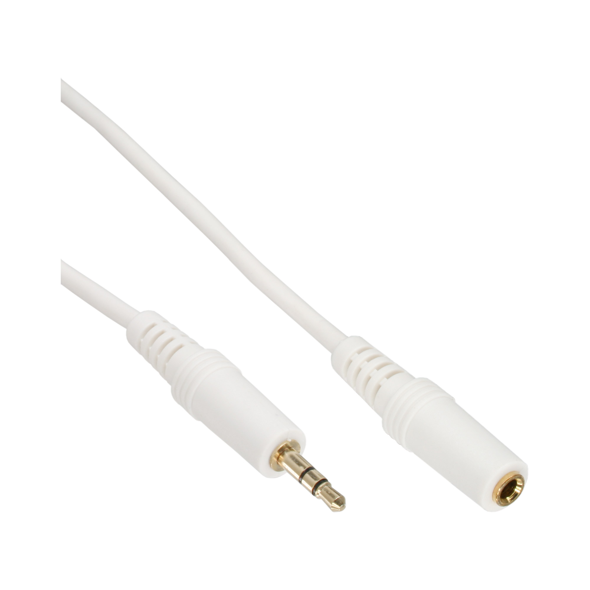5m - Inline® Klinke Verlängerung, 3,5mm Stecker / Buchse, Stereo weiß / gold