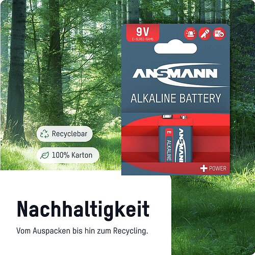 Ansmann Red 9V Block 6LR61 Alkaline Batterie - 5 x 1er Verpackung