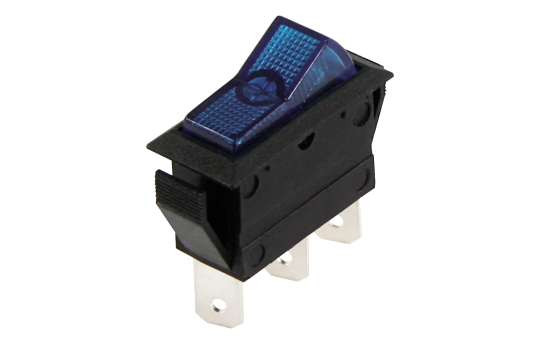 Kfz-Schalter McPower, 3-polig, 12V-250V/20A, blau, Stellungen: EIN/AUS, beleuchtet