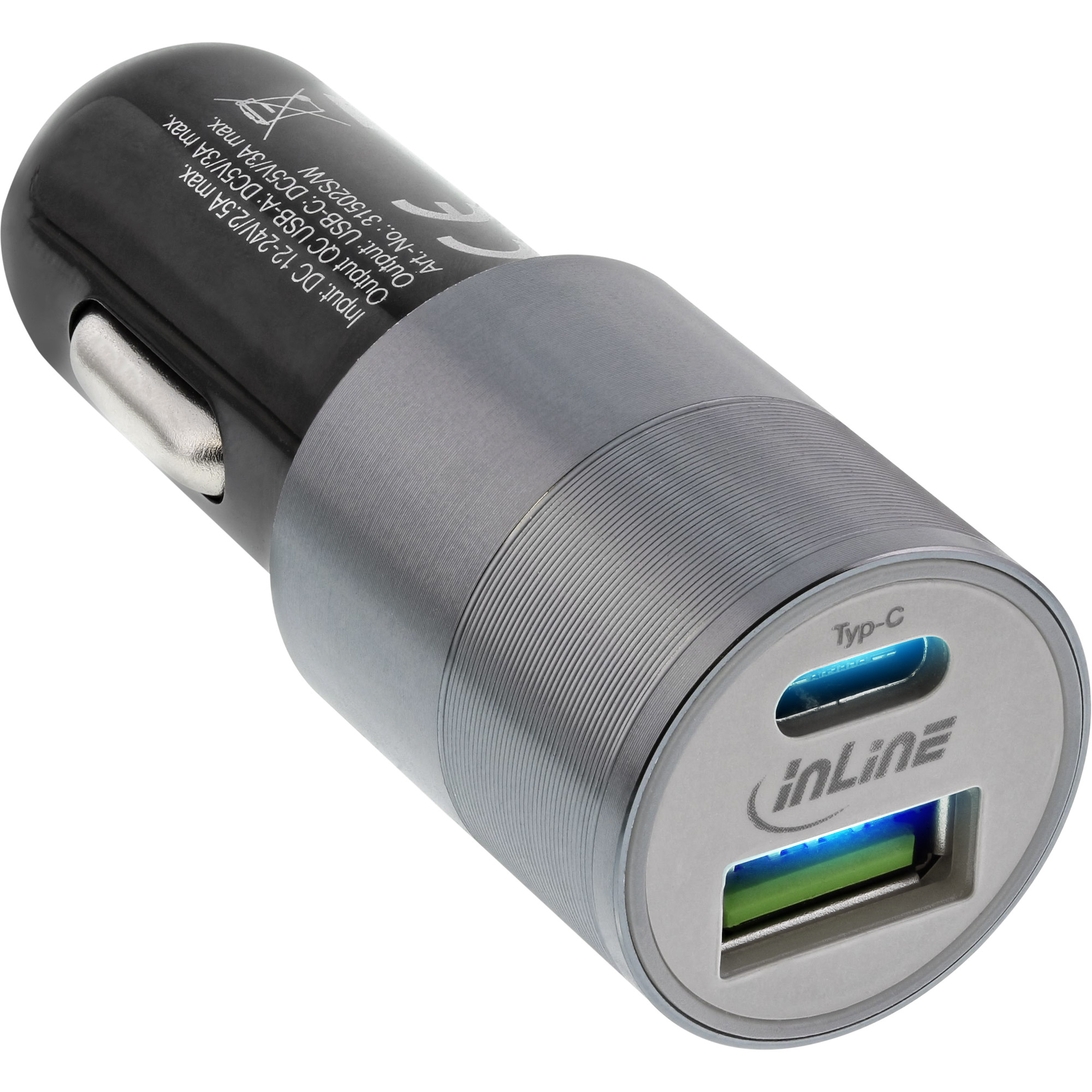 Inline® USB KFZ Stromadapter Quick Charge 3.0, 12/24VDC zu 5V DC/3A, USB-A+USB-C Inline® USB KFZ Stromadapter Quick Charge 3.0, 12/24VDC zu 5V DC/3A, USB-A+USB-C