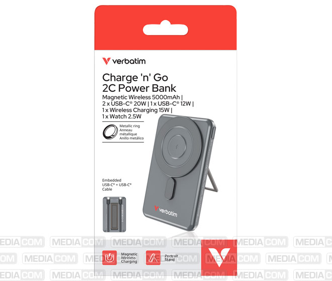 Powerbank Charge'n'Go 2C, 5.000mAh, Klappstand, grau Powerbank Charge'n'Go 2C, 5.000mAh, Klappstand, grau