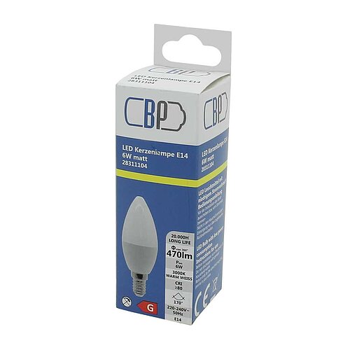BP LED Kerzenlampe E14 6W warm weiß matt