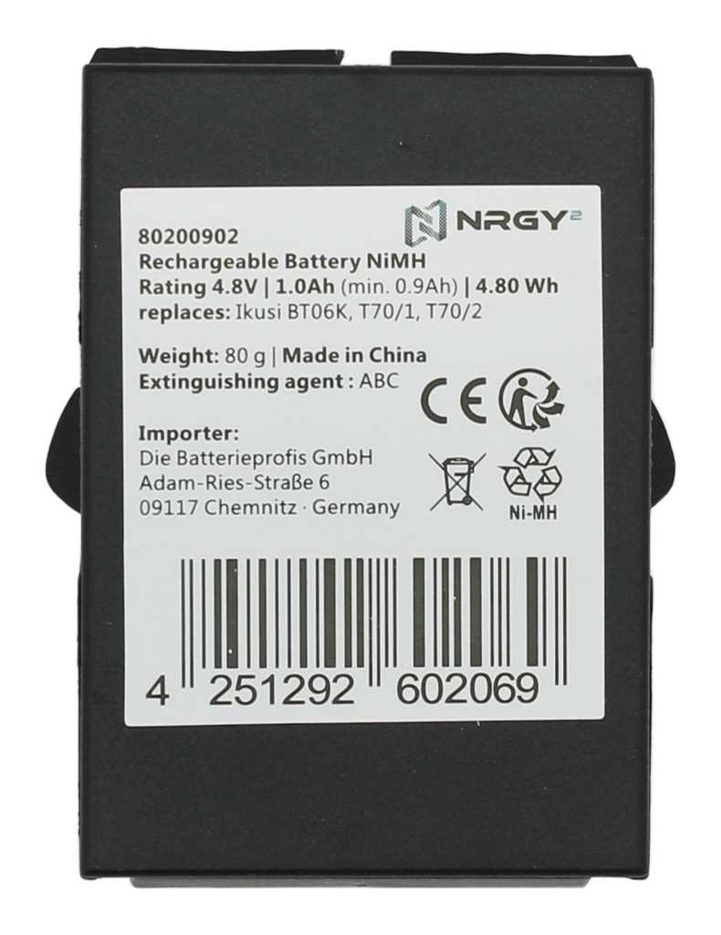 Kranakku NiMH 4,8V 1000mAh passend für Ikusi BT06K Kranakku NiMH 4,8V 1000mAh passend für Ikusi BT06K
