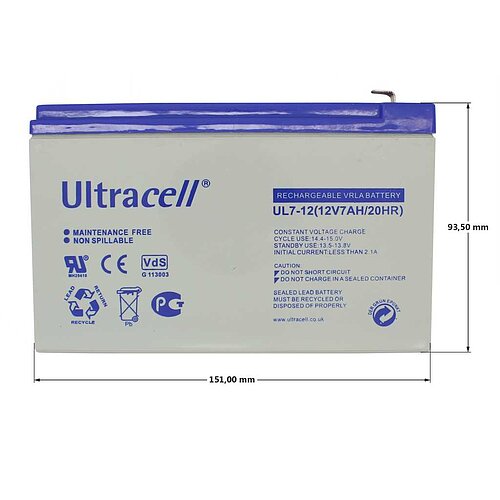 Ultracell UL7-12 12V 7Ah 4,8 mm Faston Ultracell UL7-12 12V 7Ah 4,8 mm Faston