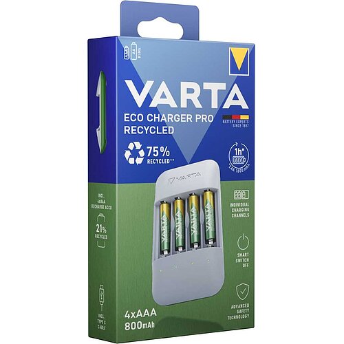 Varta 57683 101 131 Eco Charger Pro Recycled inkl. 4x AAA 56813 800mAh Varta 57683 101 131 Eco Charger Pro Recycled inkl. 4x AAA 56813 800mAh