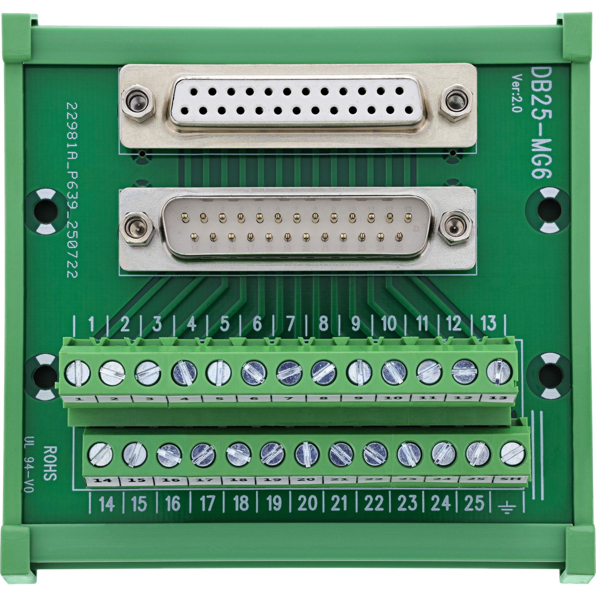 InLine® D-Sub 25 Terminalblock, Stecker/Buchse, Schraubklemme, für Hutschiene