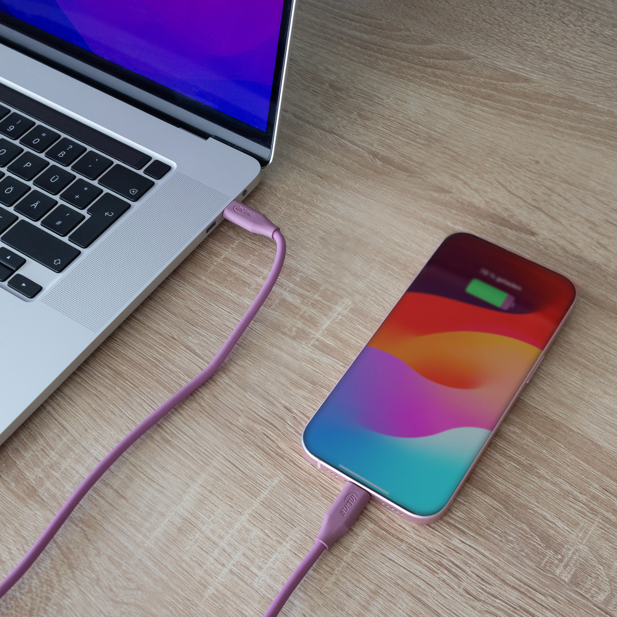 InLine® "Colour your Charge" USB-C Schnellladekabel 100W Violett 0,5m
