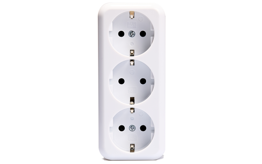Schutzkontakt-Steckdose 3-fach McPower ''Finery'', 250V/16A, AP, Einsteckschutz, weiß