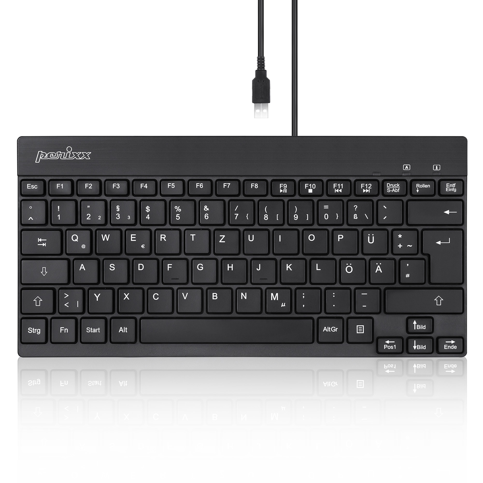 Perixx PERIBOARD-426, DE, kabelgebunden, USB Mini Tastatur mit flachen Tasten