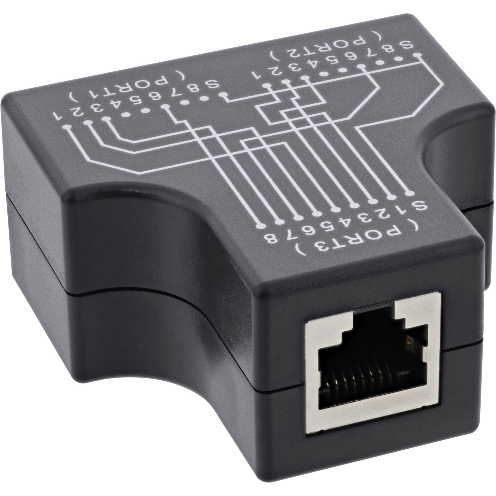 Inline® Cat.5e STP T-Adapter (Port-Doppler), RJ45 Buchse an 2x RJ45 Buchse