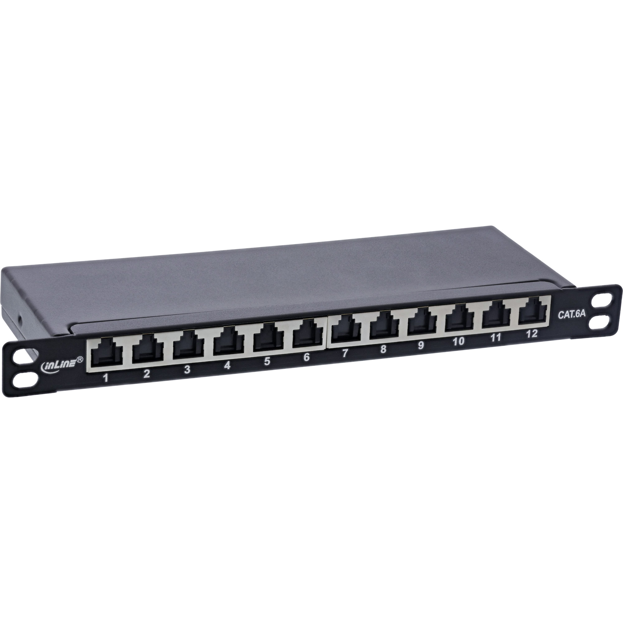 Inline® 10" Patchfeld Cat.6A 0,5HE 12-fach, schwarz, mit Staubschutz