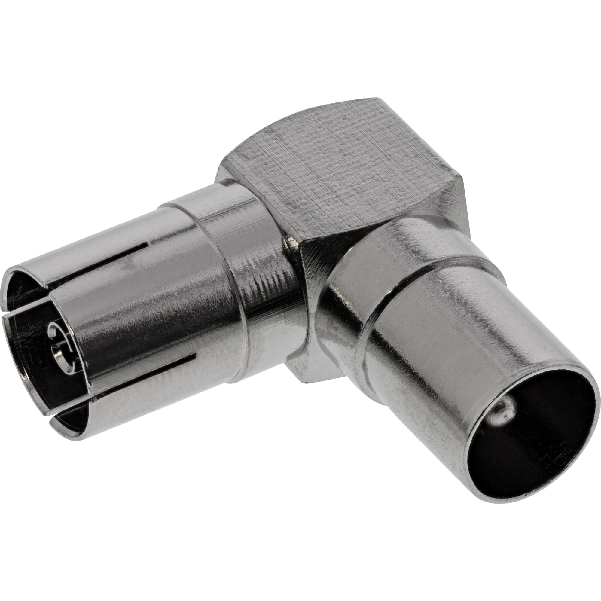 Inline® Antenne Koaxial Verbinder Stecker / Buchse, 90° gewinkelt, Metall