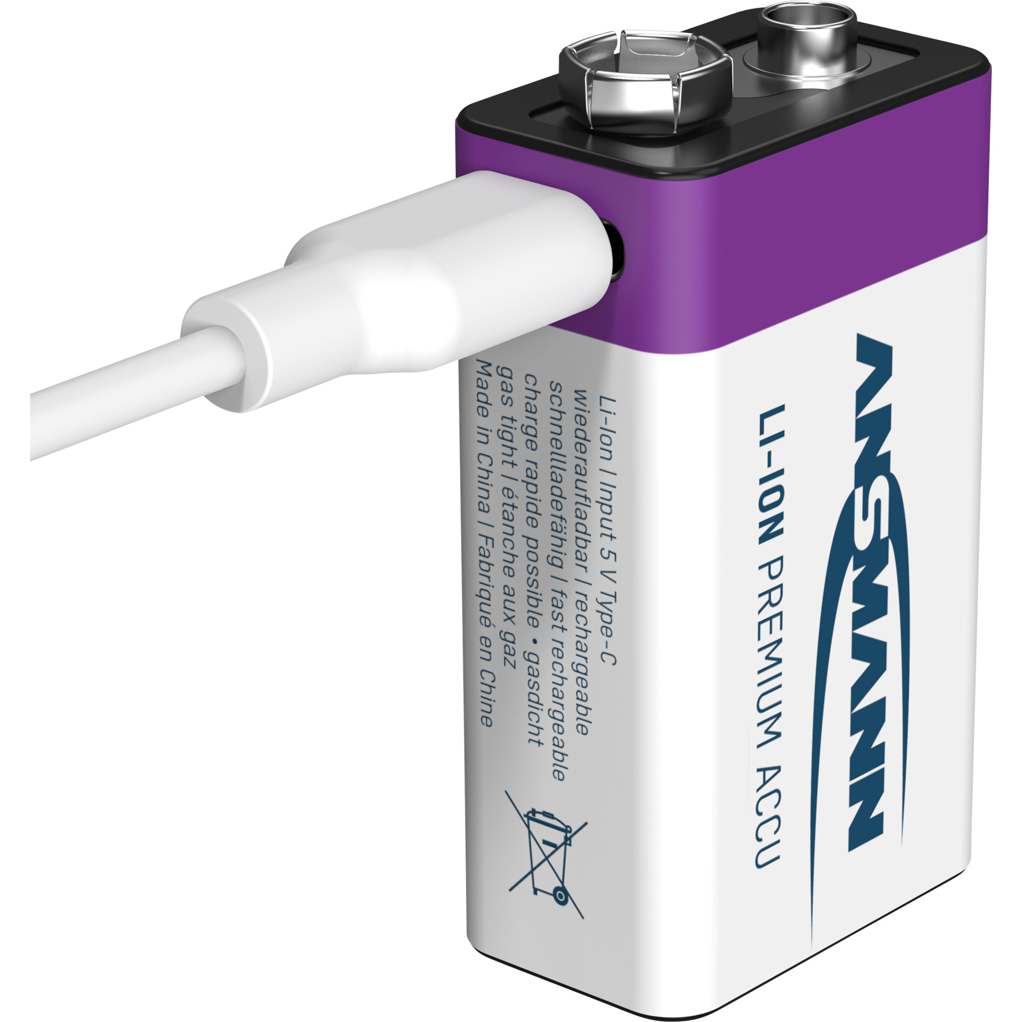 Ansmann NiMH 9V Block 400mAh HR6F22 Li-Ion Akku - 1er Verpackung
