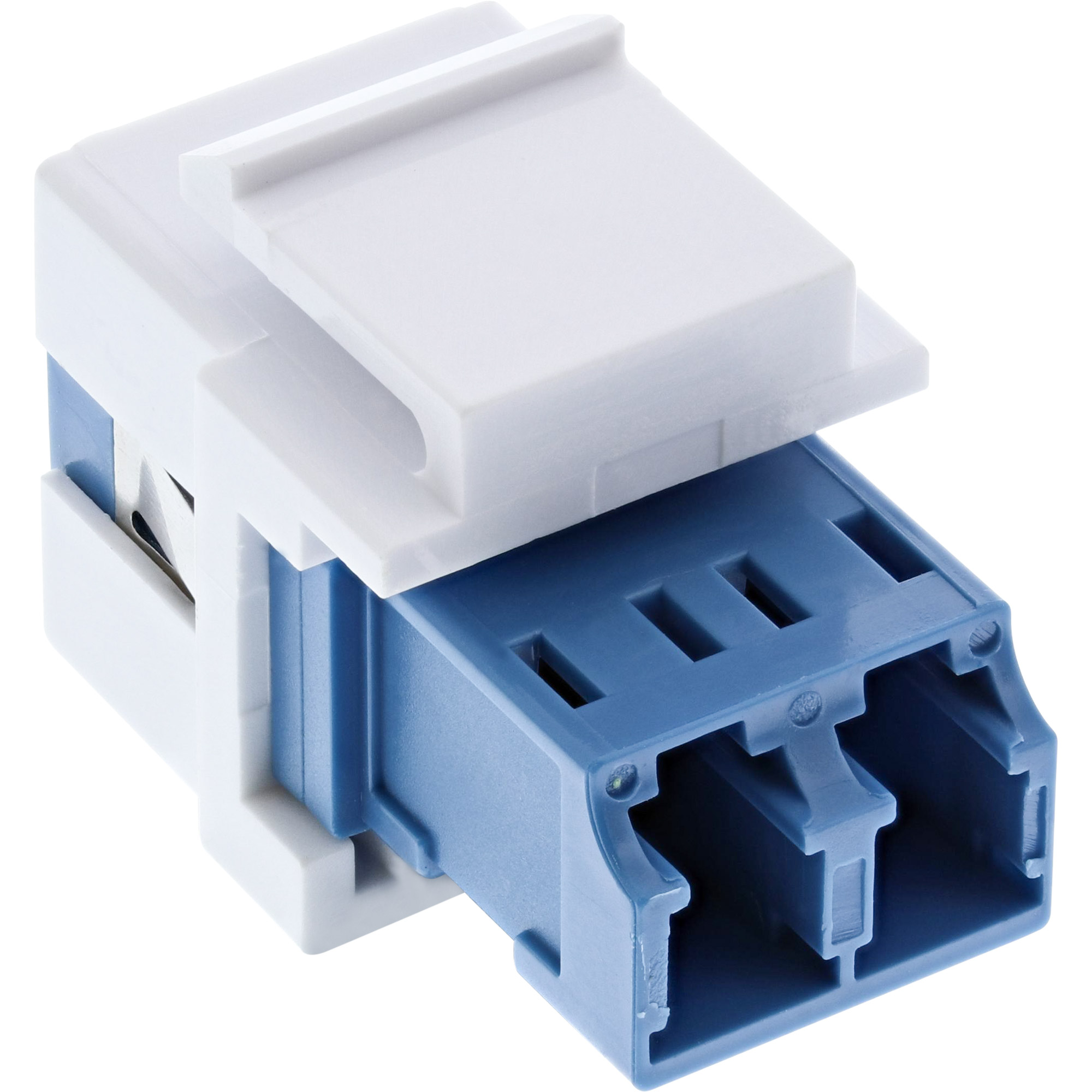 Inline® LWL Keystone Snap-in Kupplung weiß, Duplex LC/LC, SM, blau, Keramikhülse