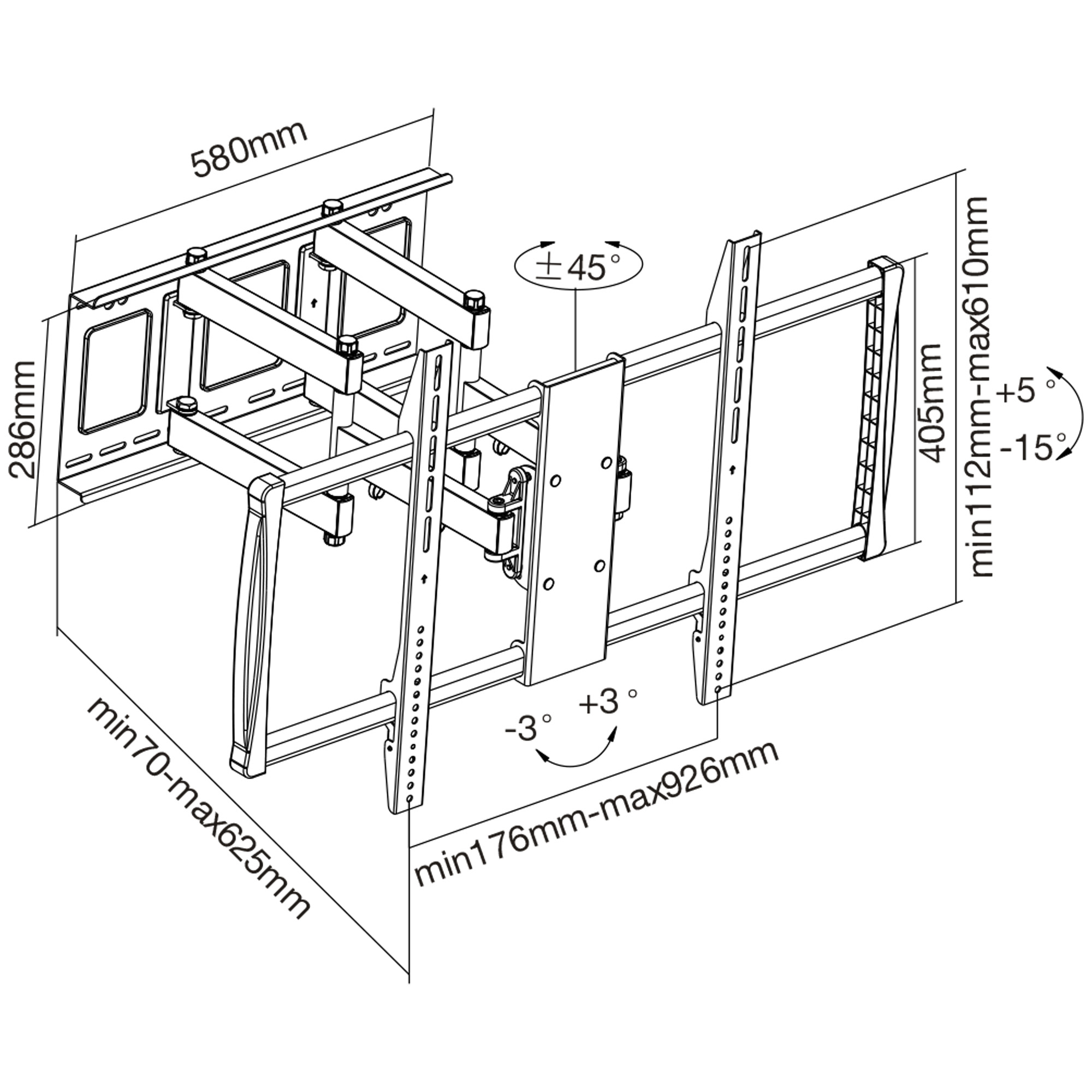 Inline® Wandhalterung, für TFT/LCD/LED/Plasma 152-254cm (60-100"), max. 80kg