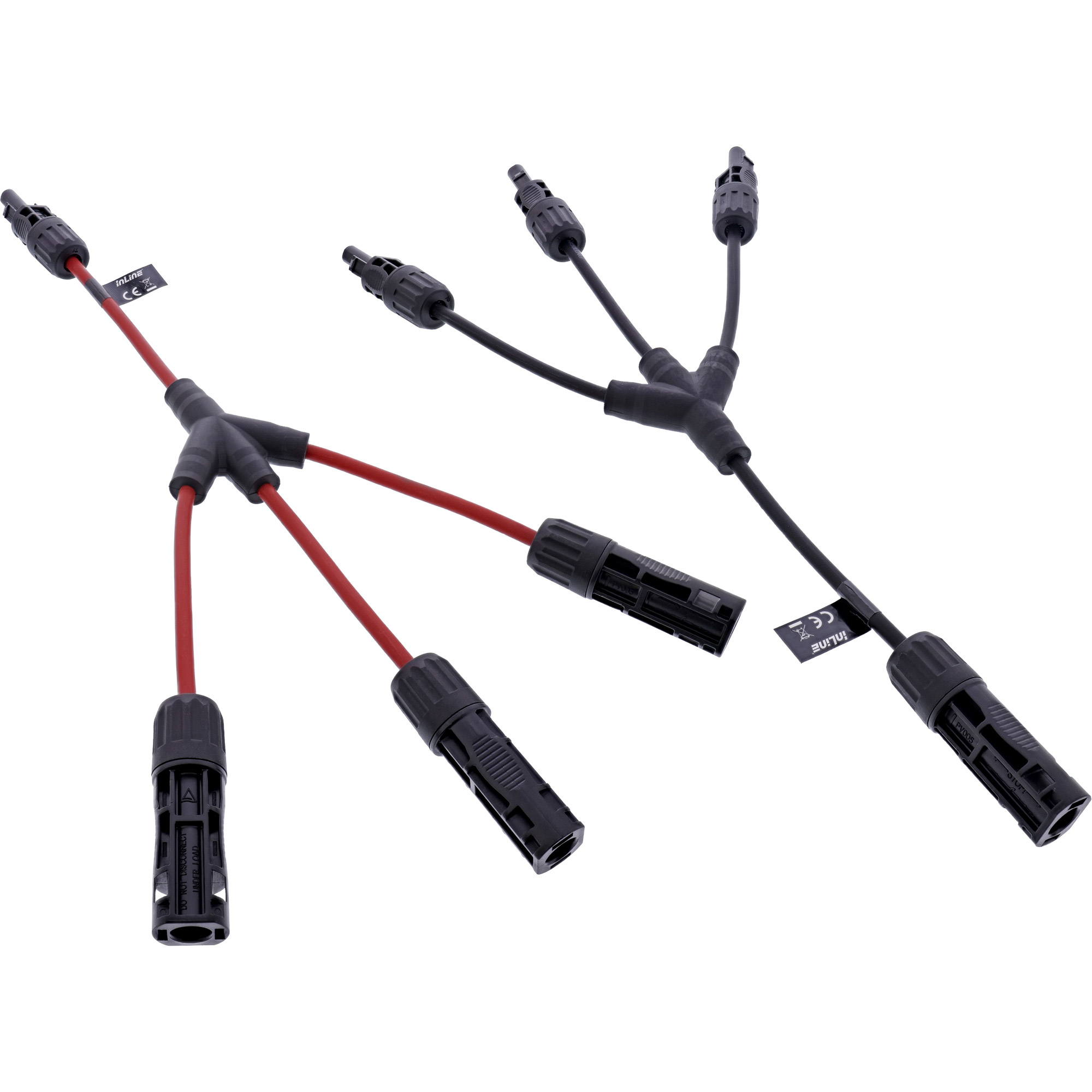 0.36m - InLine® Solarkabel 3-fach Verteiler-Set schwarz/rot