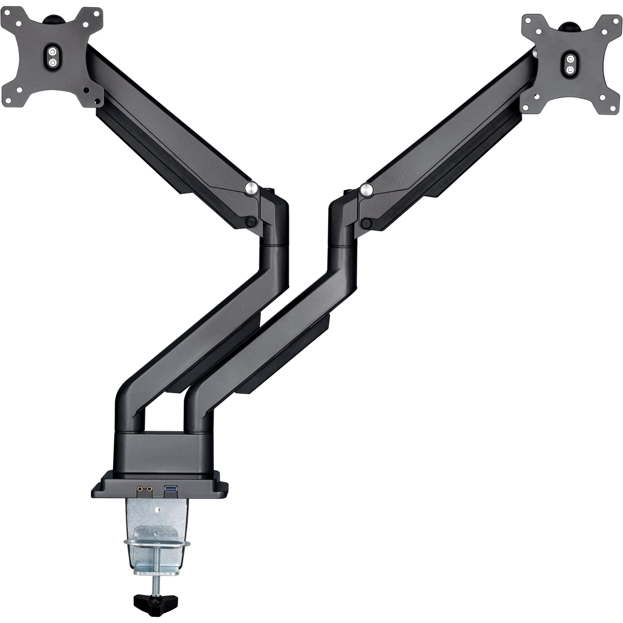Inline® Tischhalterung mit Lifter & USB/Audio, 2 Monitore bis 81cm (32"),schwarz