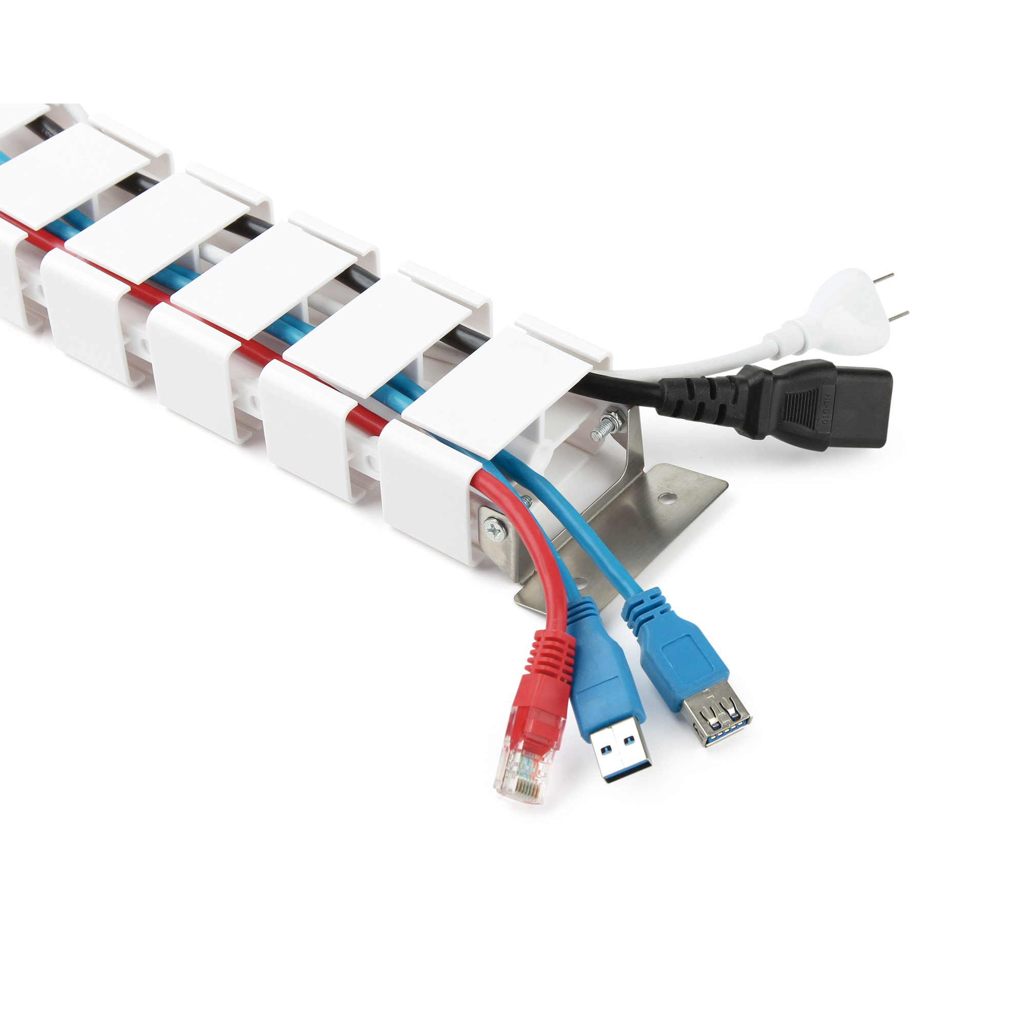 Inline® Kabelkanal flexibel für Höhenverstellbare Tische, 4 Kammern, weiß