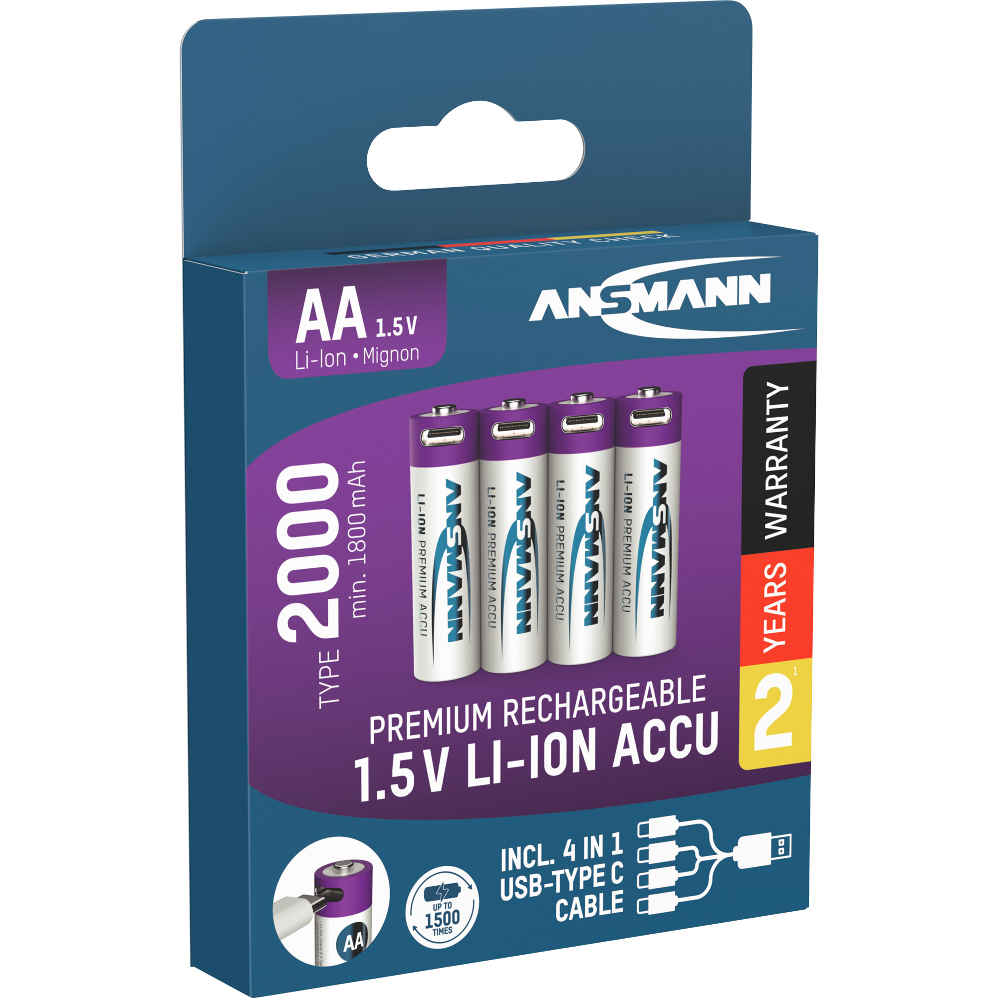 4x Ansmann Li-Ion AA Mignon Akku 1,5V - 2000mAh 4x Ansmann Li-Ion AA Mignon Akku 1,5V - 2000mAh