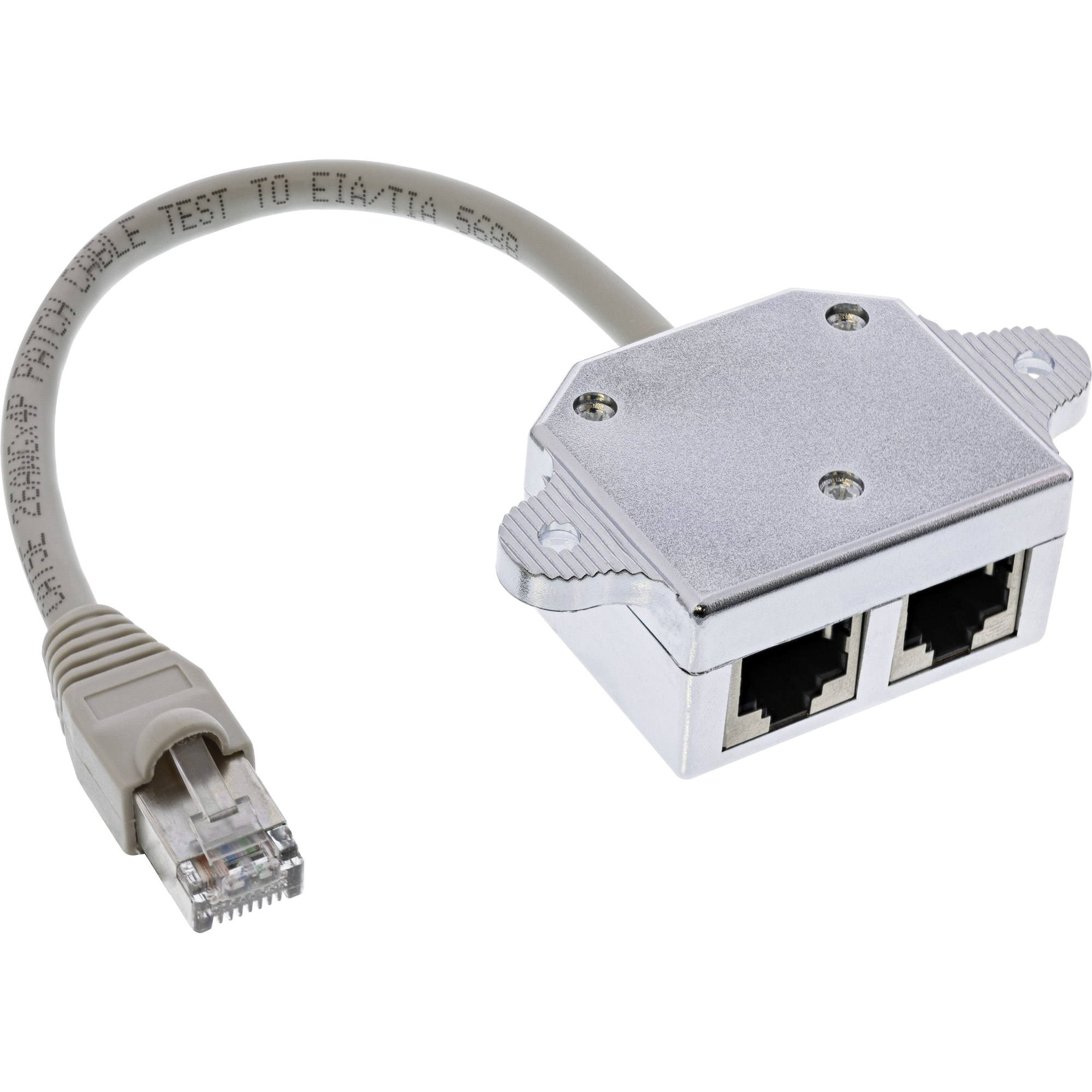 0.15m - Inline® Cat.5e / ISDN T-Adapter RJ45 Stecker an 2x RJ45 Buchse