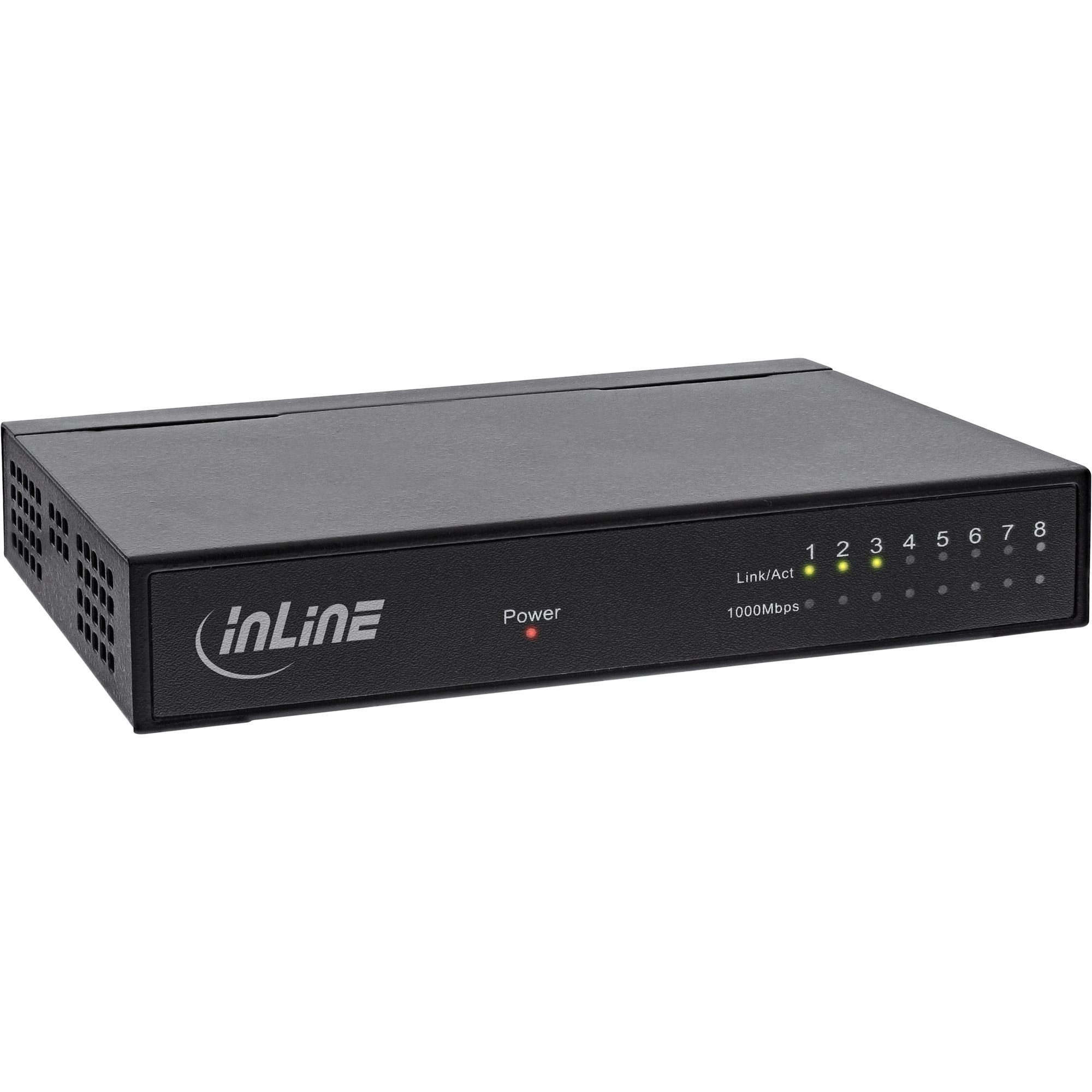 Inline® Gigabit Switch 8x, 10/100/1000, Desktop, Metall, Lüfterlos, gesch. Ports