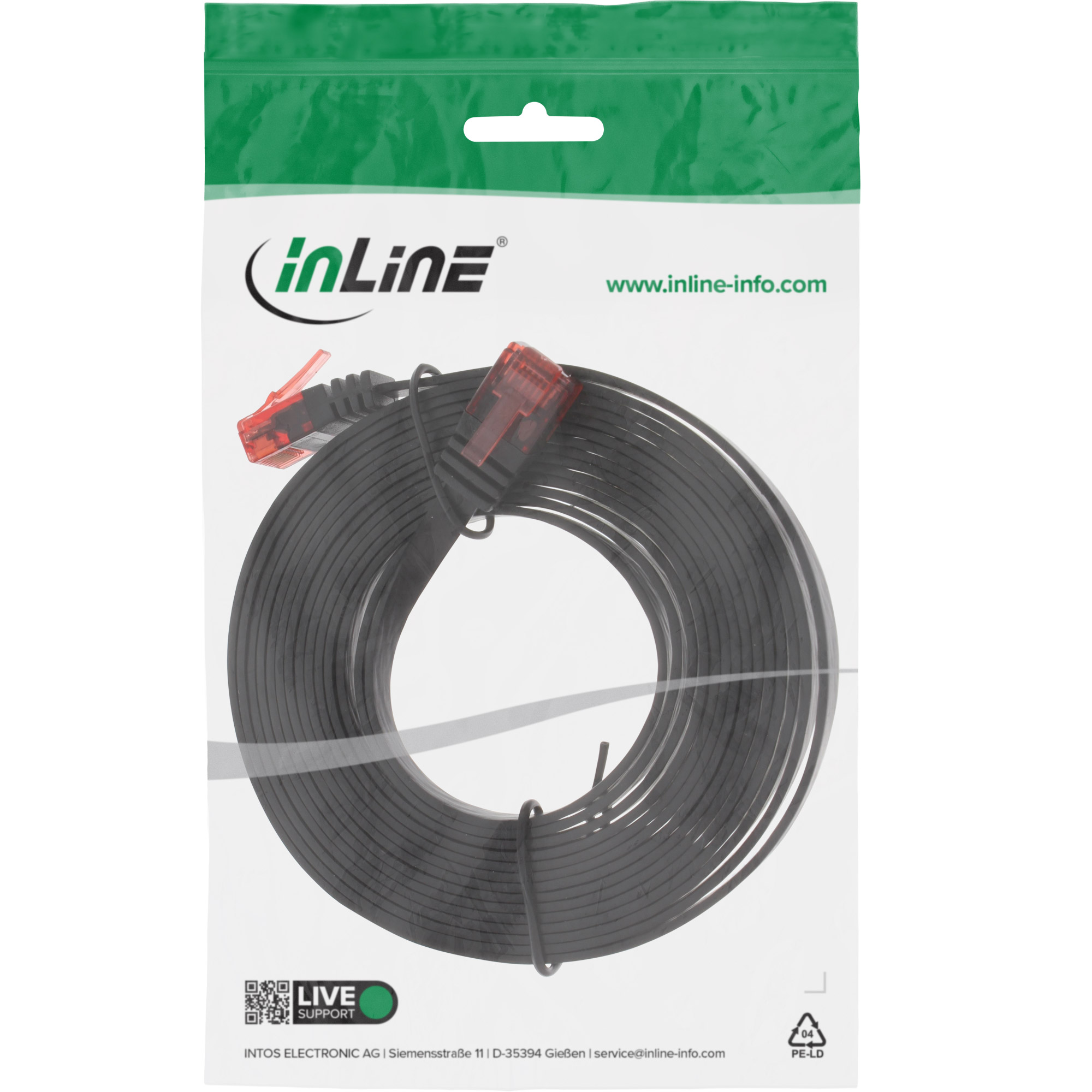 Inline® Patchkabel flach - U/UTP- Cat.6 - Schwarz - 5m Inline® Patchkabel flach - U/UTP- Cat.6 - Schwarz - 5m