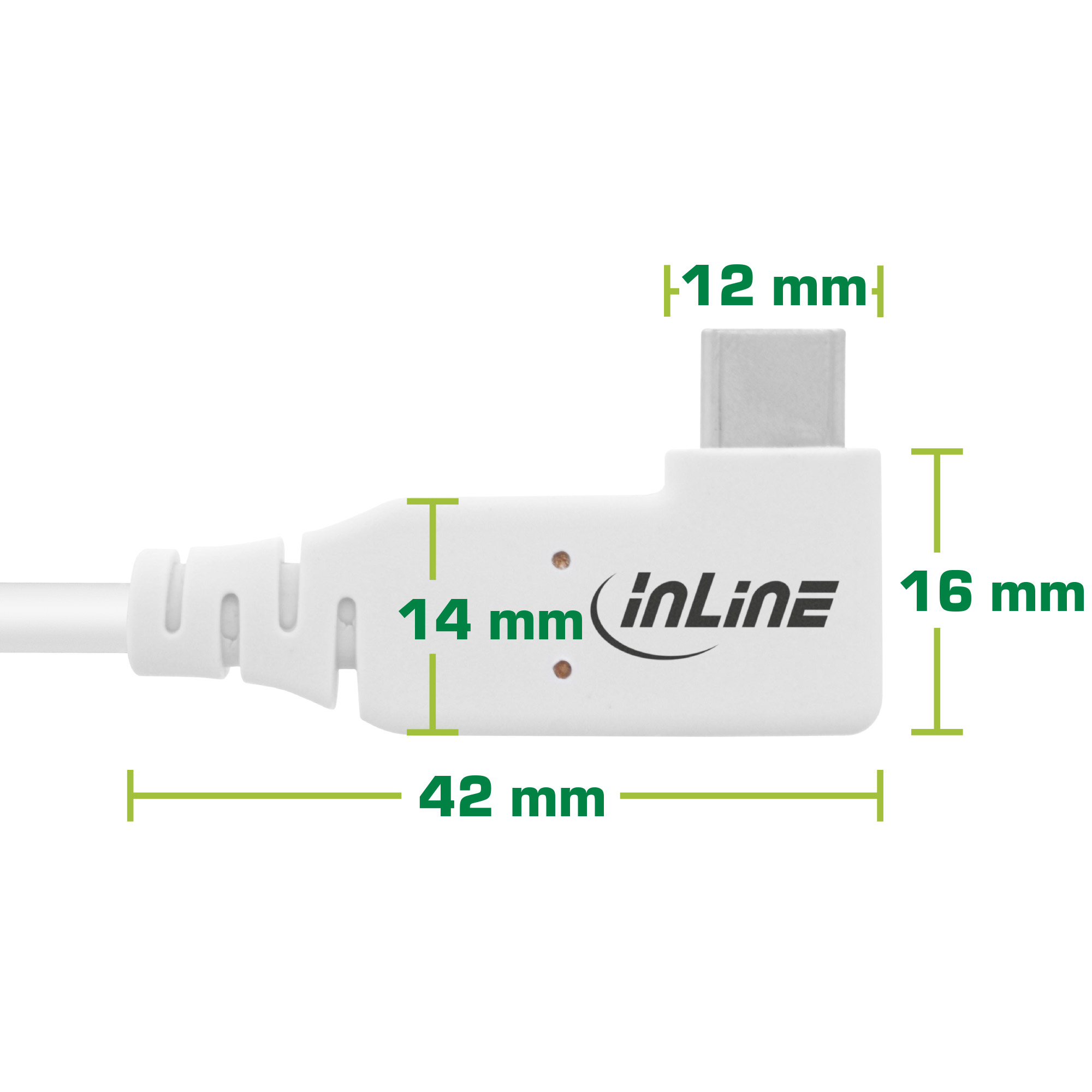 Inline® USB4 Kabel, USB-C, einseitig gewinkelt, PD 240W, 8K60Hz, TPE, weiß, 1m