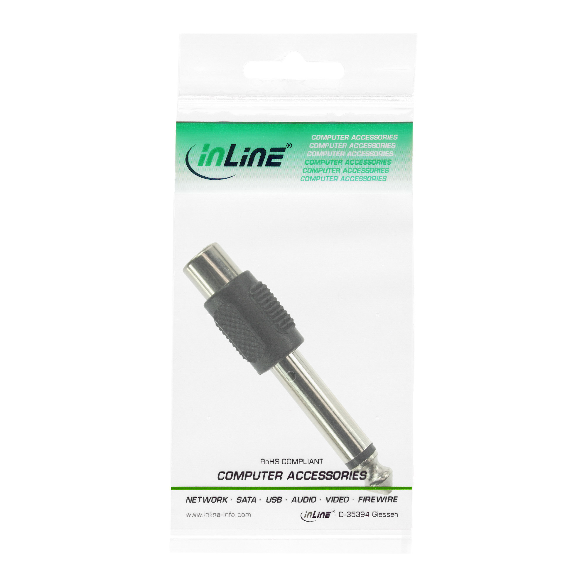 Inline® Audio Adapter, 6,3mm Klinke Stecker auf Cinch Buchse, Mono