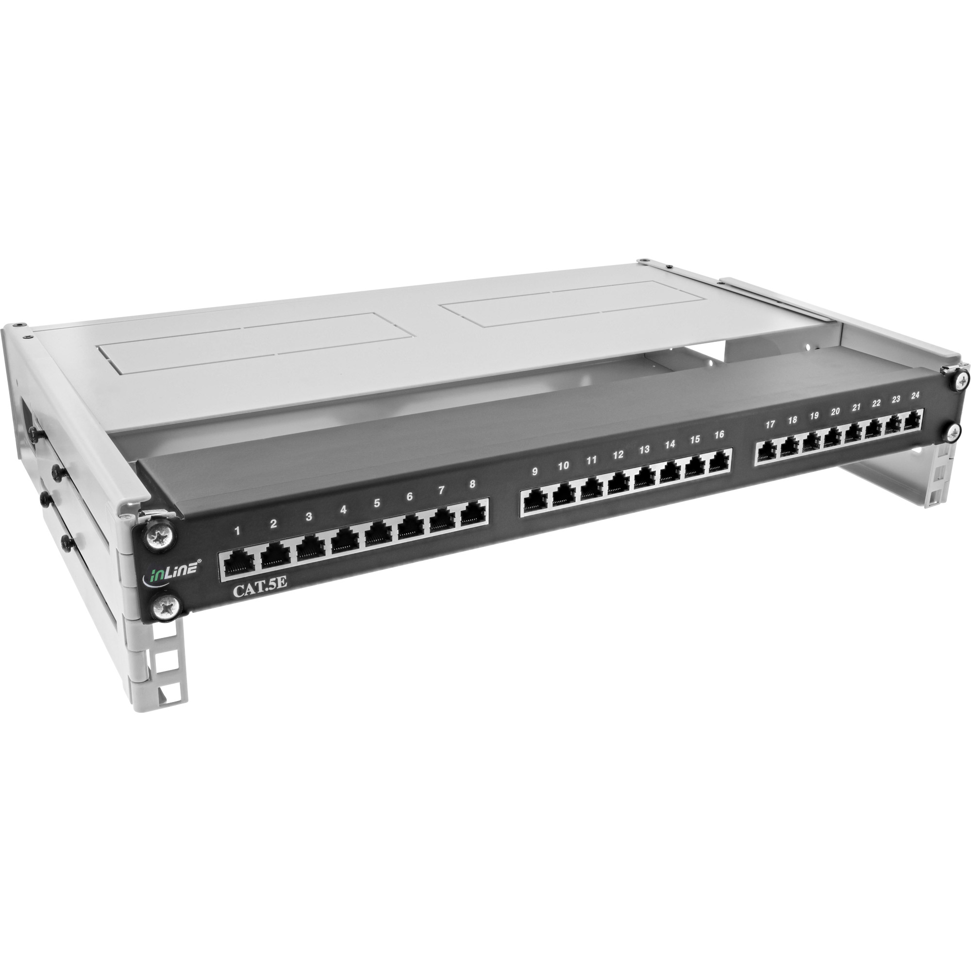 Inline® 19" Rack zur Wandmontage, 2HE, 24-40cm Tiefe, mit Abdeckung, grau