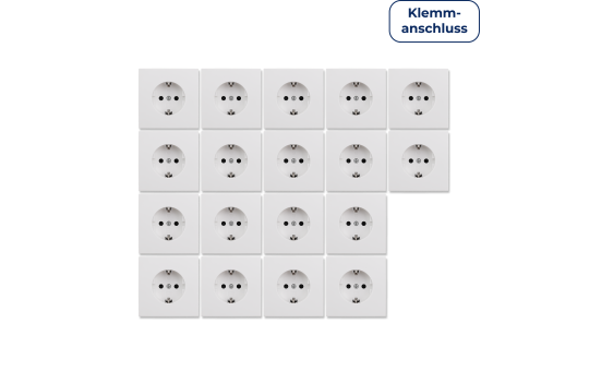 Schutzkontakt-Steckdose McPower ''Shallow'' 250V~/16A, Einsteckschutz, 18er-Pack, Steckanschluss Schutzkontakt-Steckdose McPower ''Shallow'' 250V~/16A, Einsteckschutz, 18er-Pack, Steckanschluss