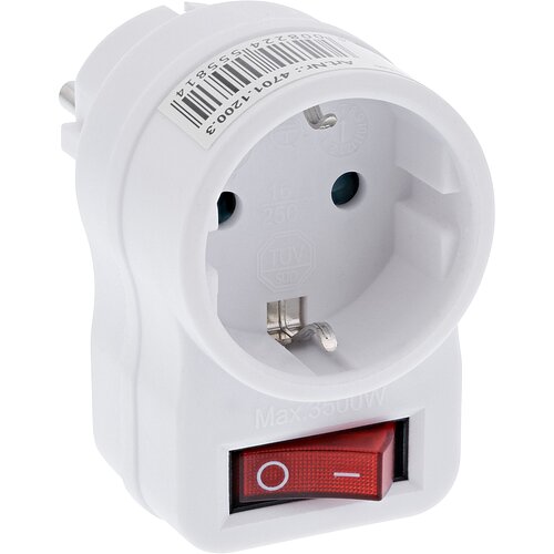 Kopp Zwischenstecker mit Schalter, 1 Stück, arktis/weiß, 470112003 Kopp Zwischenstecker mit Schalter, 1 Stück, arktis/weiß, 470112003
